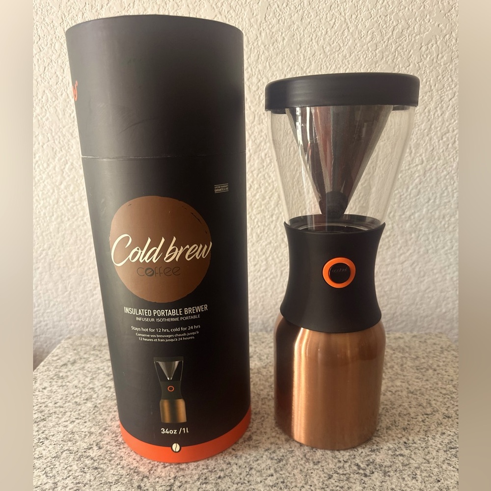 ASOBU POUR OVER COFFEE MAKER INSULATED COPPER/BLACK CARAFE 32 OZ